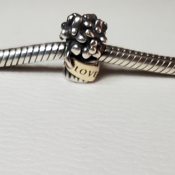 Pandora Bouquet of Flowers Charm with 14k Gold love tag - Picture 3 of 11